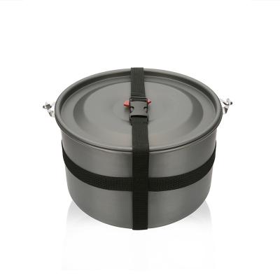 China Modern Custom Hard Anodized Aluminum Camping Pot Outdoor Cookware With Tea Kettle for sale