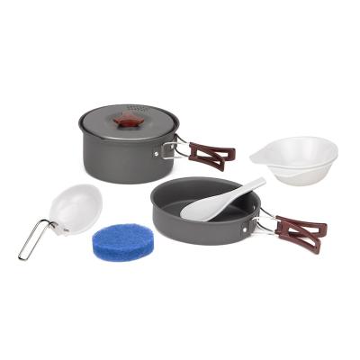 China Modern camping pots and lightweight aluminum cooking pans set for solo camping for sale