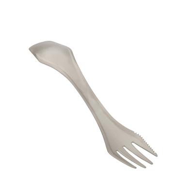 China 3-in-1 Viable Double Head Titanium Camping Spork Spoon Fork Knife Multifunctional Logo Spoon Utensil Camping Knife Customized for sale