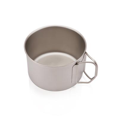 China Logo Camping Cookware Titanium Pot Customized Modern Sandblasting Cookware Titanium Pot For Quick Food To Prepare With Folding Handle for sale