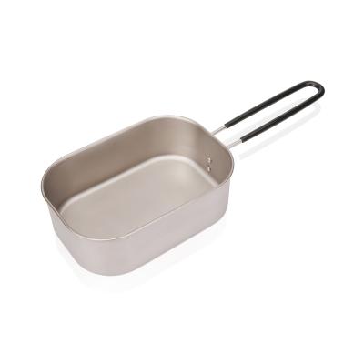 China Customized Modern Logo Titanium Lunch Box Camp Outdoor Camping Lunch Box Cookware Pot With Folding Handle for sale