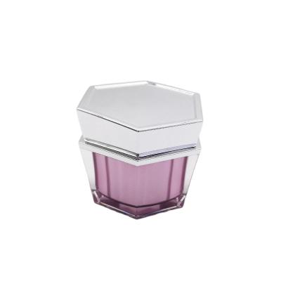 China Skin Care Cream Jar 30g Hexagon Shape Acrylic Plastic Cosmetic Jar for sale