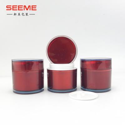 China CLOTHING 80ml Red Color Double Wall Acrylic Jar For Face Mask for sale