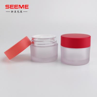 China Personal Skin Care Packaging Round 15g 15ml Colored Cosmetic Jars PEE Pink Cosmetic Cap Face Cream Jar For Eye Cream for sale