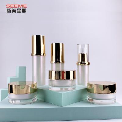 China Personal Care 50ml Luxury Cosmetic Empty Acrylic Rose Gold Plastic Pump Bottle for sale