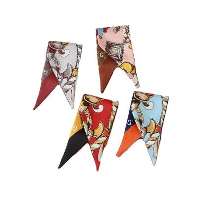 China Fashion Brand Women Twill Ribbon Handle Handbag Long Silk Scarves Head Scarf Luxury Silk Headwear Accessories for sale