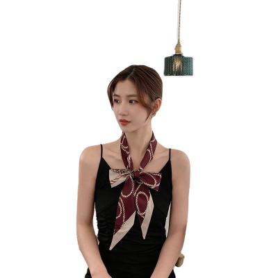 China Wholesale Plain Skinny Satin Ribbon Woman Long Hair Scarf Decoration Bags Silk Scarves for sale