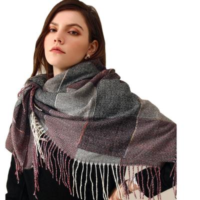 China Factory direct sales autumn winter imitation cashmere luxury increase plaid square scarf ladies double-sided colorful shawls wholesale for sale