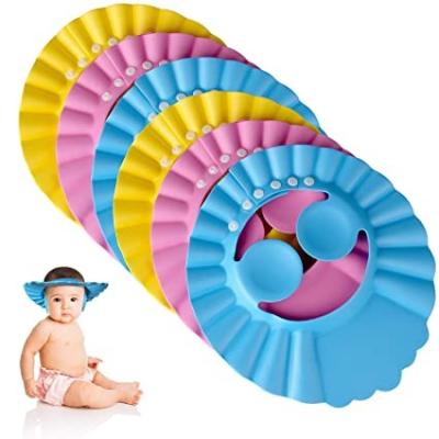 China Sustainable Wholesale Adjustable Soft Baby Bathing Baby Shower Hat EVA Kids Ear Shower Cap Shower Protective Cap for sale