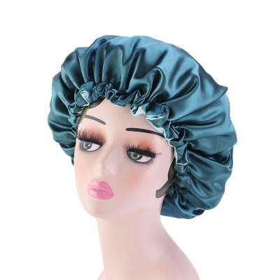 China Soft/Easing/Luxury Satin Hood Reversible Hair Covers Double Layer Adjust Hat Cover Cap Sleep Head Women for sale