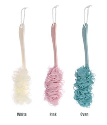 China Long Handle Mesh Bath Ball With Long Handle Shower Loofah Hanging Brush Ball Blown Sponge Gently for sale