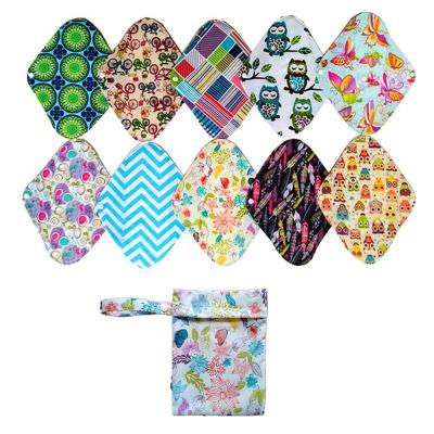 China Super Absorbent Reusable Fabric Female Sanitary Pads Waterproof Menstrual Pads Digital Printed Menstrual Pads With Many Kinds Prints for sale