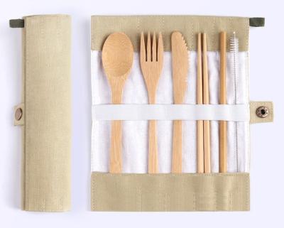 China Sustainable Bamboo Utensils Travel Cutlery Set Eco-Friendly Wood Outdoor Portable Utensils Bamboo Cutlery Set Zero Waste for sale