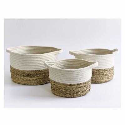 China Stocked Toy Handle Cotton Rope Eco Friendly Design Customized Woven Other Storage Basket for sale