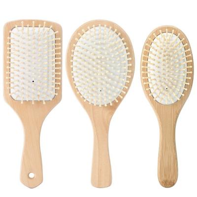 China Eco-friendly Home Massage Bamboo Wooden Comb Wooden Detangling Hair Brush for sale