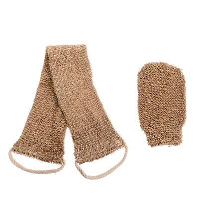 China All Natural 2pcs Body Cleaning Brushes Bath Towels Scrub Towel Decontamination Degradation Bath Ramie Rub Back Gloves for sale