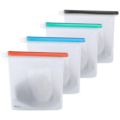 China Viable Reusable Silicone Storage Bags Zipper Bags Food Grade Meal Snack Savers Safer Freezer Seal Bag More Durable for sale