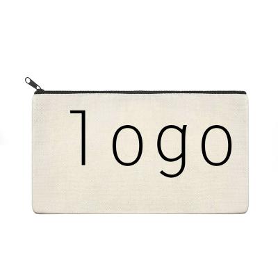 China Fashion White DIY Craft Bag Pencil Cotton Canvas Makeup Bag, Universal Cosmetic Bag With Zipper Travel for sale