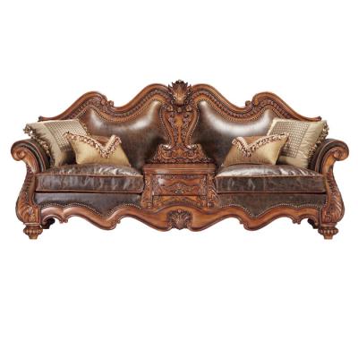 China Solid Wood Leather Sofa Set Furniture China Hand Carved Antique Sofa Set (New Classic Others) 2021 Adjustable for sale