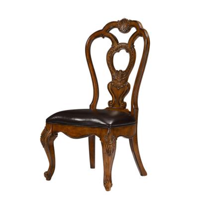 China Convertible American Style Luxury Bee Carved Anthropology Wooden Antique Chair High Quality Black Leather Dining Chairs for sale