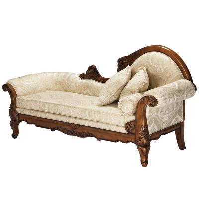 China Antique Wood Living Room Sofa Chaise Longue Classic Carved American Style Fabric Chair Convertible Chairs In Living Room for sale