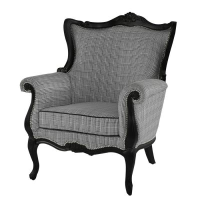 China Gray Fabric Leisure Chair Luxury Rivet Accent Living Room Wood Dining Chairs For Homes Custom Made Wood Living Room Chair en venta