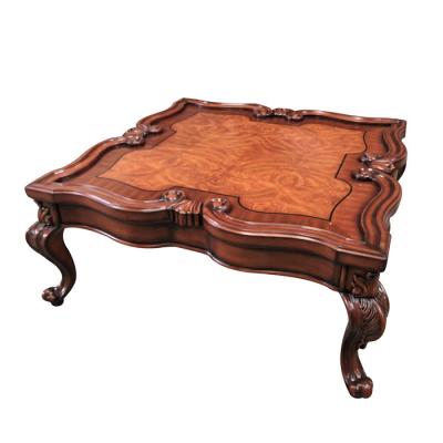 China Chinese Style High Quality Antique Convertible Carved Large Square Wood Table Gold Tea Coffee Table OEM For Living Room for sale