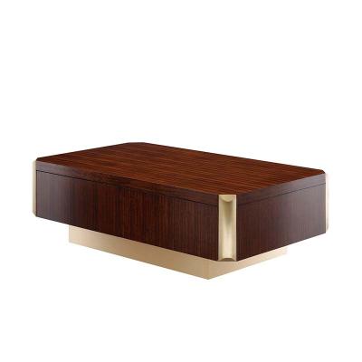 Κίνα Modern Custom Rustic Wood Coffee Table Set Luxury Hotel Living Room Stainless Steel Wood Coffee Table προς πώληση