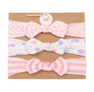 China Baby 3pcs/set Elastic Headband Baby Princess Christmas Day Gifts Girls Hair Accessories Cotton Rabbit Ear Bow Turban Quick-drying Headband for sale