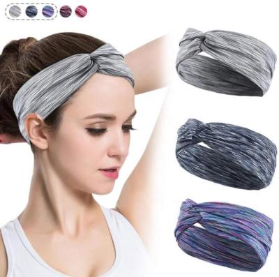 China Quick Dry Twist Headbands For Women Wide Head Wrap Turban Yoga Thick Elastic Workout Knotted Solid Color Hair Accessories for sale