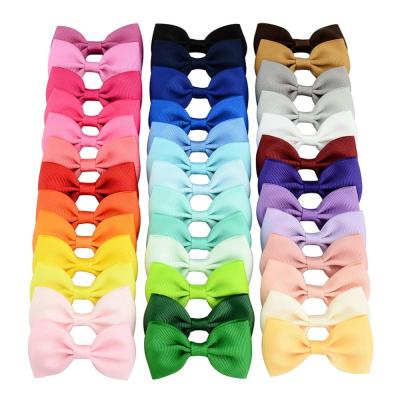 China Wholesale simple hair decoration hair clip small color hair bows with clips for girl, pure handmade hair bows for party, many color can be choose for sale