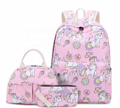 China Lovely New Children's School Bag Cartoon Heat Waterproof Double Shoulder Backpack Keeping Bag Pen Bag Three Piece Set for sale