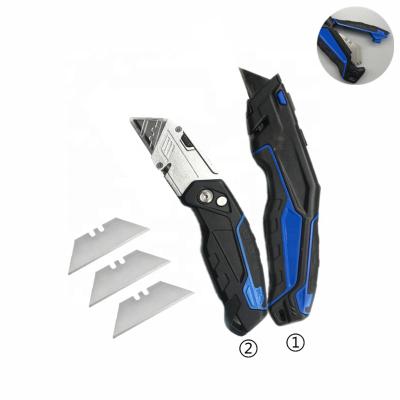 China ABS TPR Handle Aluminum Alloy Quick Change Knife Safety Cutter Knife Retractable Serving Set for sale