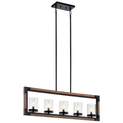 China Industrial Modern Auburn Stained Rectangular Linear Chandeliers in Metal Finish 5 Lights for sale