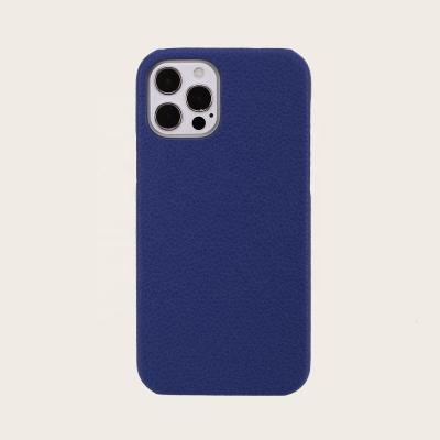 China Custom Genuine Leather Logo Pebble Grain Cowhide Cell Phone Case for iphone 12/12 pro max for iphone 12 for sale