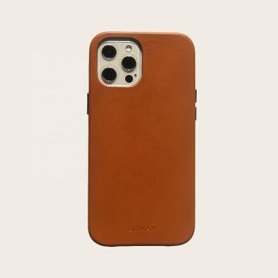 China Premium Imported Italian Full Grain Nappa Leather Phone Case For iPhone 12 Pro Max for sale