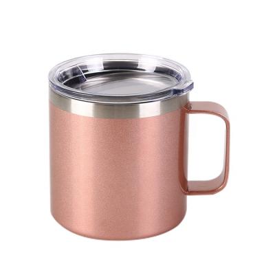 China Sustainable Supply Factory Custom Logo Stainless Steel Wine Cup Fashion Stainless Steel Vacuum Thermal Mug With Handle And Lid for sale