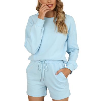 China 2 Pcs High Quality QUICK DRY Long Sleeve Women Set Button Down Pajamas Loungewear Pajamas Women Pajamas Set for sale