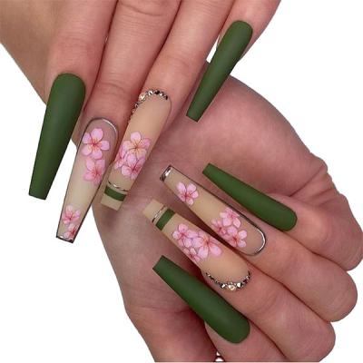 China French Luxury Coffin False Nails Art Acrylic French Artificial Fingernails  Nails Press On Nails Wholesale Price for sale