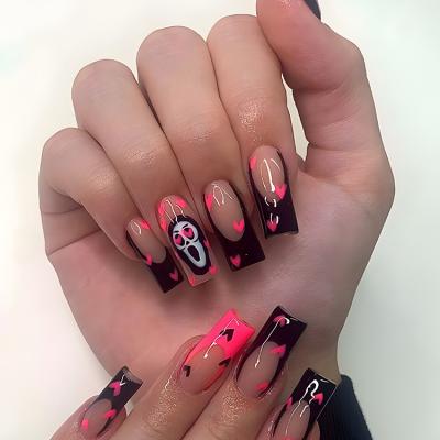 China French Wholesale Price Long Stiletto halloween nails art press on nails customized artificial Customize nails for sale