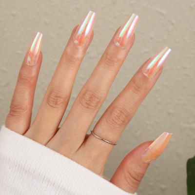 China Lovely Top quality luxury medium rhinestone jewel hand made acrylic coffin press on nails almond shape fake nails for sale