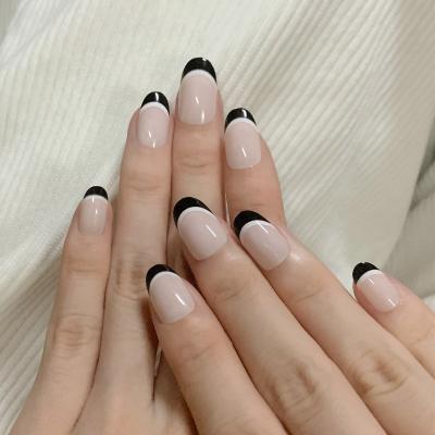 China French Custom Private Label Nails Luxury Long Ballerina French Coffin Almond Press On Nails Acrylic Stick Fake Nails for sale