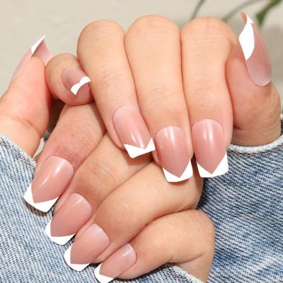 China French Cheap nails Shimmering medium square press on nails wholesale price fake artificial nails for sale