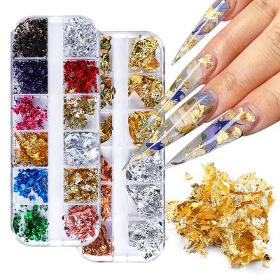 China Super Sparkle Nail Foils  DIY Nail Art Decoration Chip Glitter Mixed Color Foil Flakes Holographic Nail Foil Sequins for sale