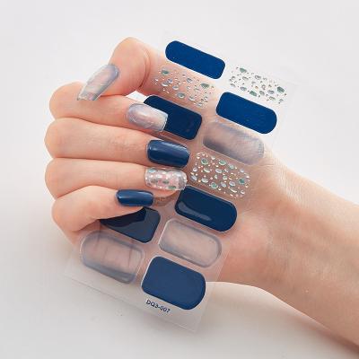 China Disposable Wholesale Semi Cured Gel Nail Sticker Long Lasting New Arrival Styles UV Nail Gel Stickers Wraps Diy Non Toxic Gel Nail Stickers for sale