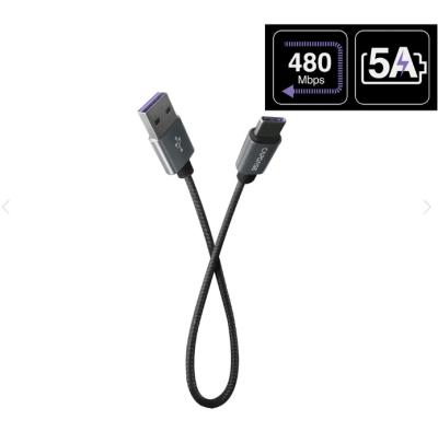 China Video Game Player CAPDASE CASVQ-5A METALLIC USB-C to USB-A Sync and Charge Cable 22CM (5A) for sale