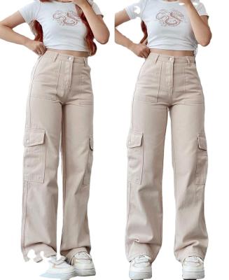 China QUICK DRY Cargo Pants Women New Retro Street Fashion Trousers Tie Loose Straight Casual Pants American Multi-pocket Overalls for sale