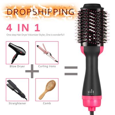 China HAIR CURLER 4 in 1 Electric One Step Drying Hair Curler Straightener Hot Air Hair Brush Dryer Styler for Rotating Straightening Curling for sale