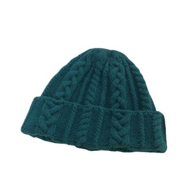 China OEM Green Women COMMON Beanie Hat, Custom Winter Beanie Hat with Custom Embroidery, Knitted Fisherman Beanie Hat for sale