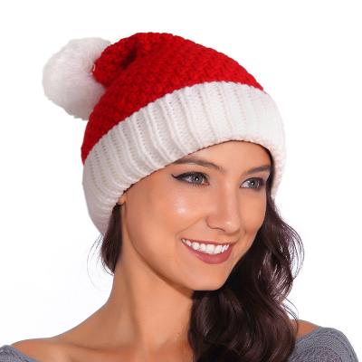 China COMMON hot sale good quality winter adult acrylic knit warm skull cap pom Christmas skullcap for sale